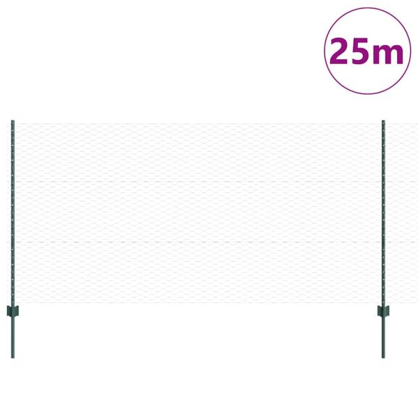 Zaun mit Pfosten Grün 1,2 x 25 m Stahl