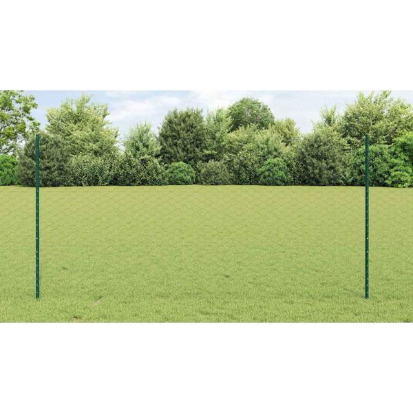 Sechseckiger Zaun mit Pfosten 25 x 1,2 m Grün Netz
