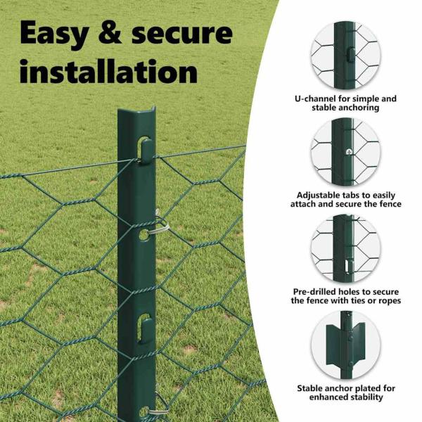 Sechseckiger Zaun mit Pfosten 25 x 1,2 m Grün Netz
