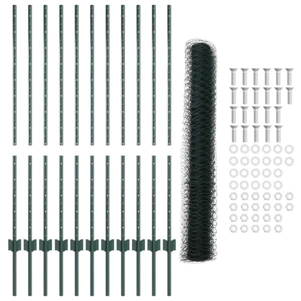Sechseckiger Zaun mit Pfosten 25 x 1,2 m Grün Netz