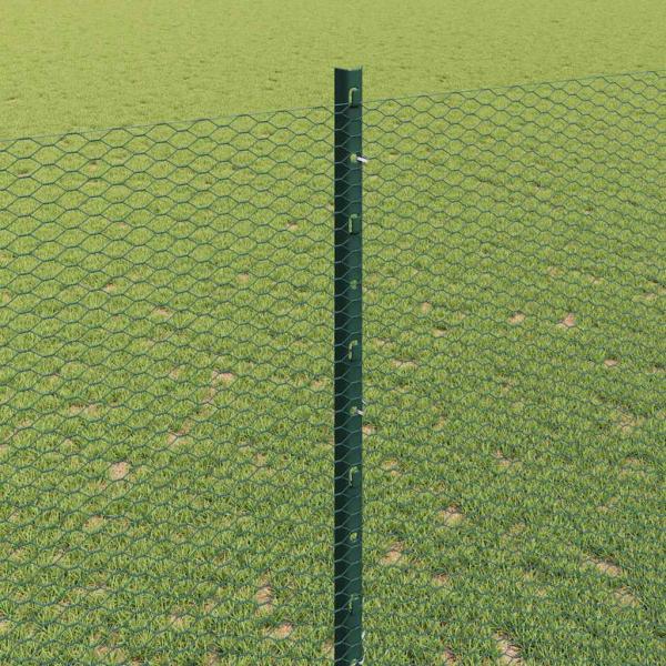 Zaun mit Pfosten Grün 1,4 x 25 m Stahl und PVC