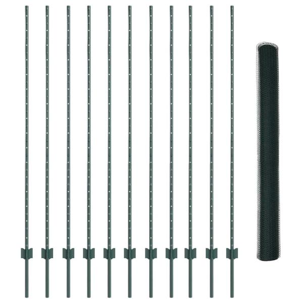 Sechseckzaun mit Pfosten 25 x 1,5 m PVC-beschichteter Stahl