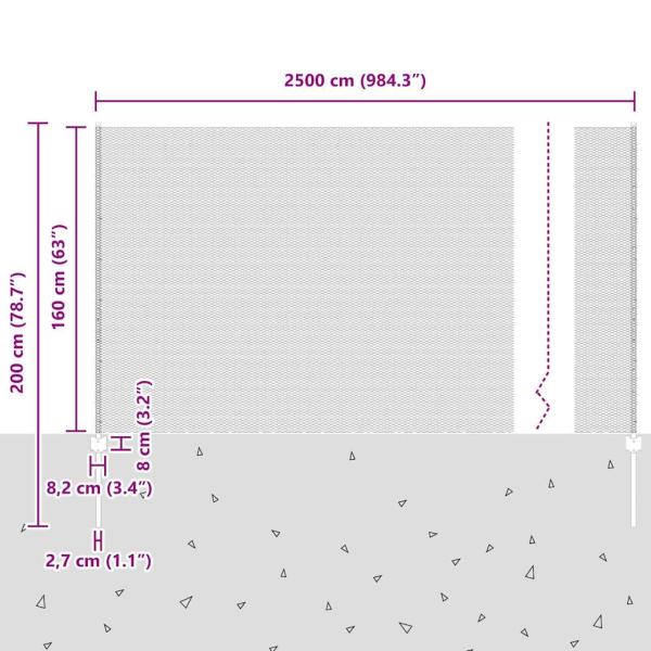 Zaun mit Pfosten Grün 1.6 x 25 m Stahl und PVC