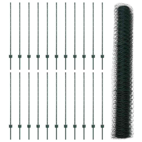 Sechseckzaun mit Pfosten 50 x 1,2 m PVC-beschichteter Stahl