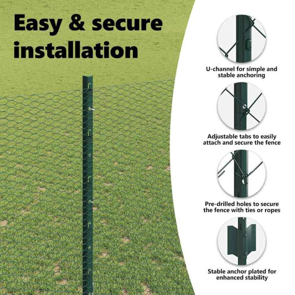 Zaun mit Pfosten Grün 1,4 x 50 m Stahl und PVC