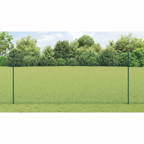 Zaun mit Pfosten Grün 1,4 x 50 m Stahl und PVC