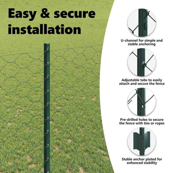 Zaun mit Pfosten Grün 1,4 x 50 m Stahl und PVC