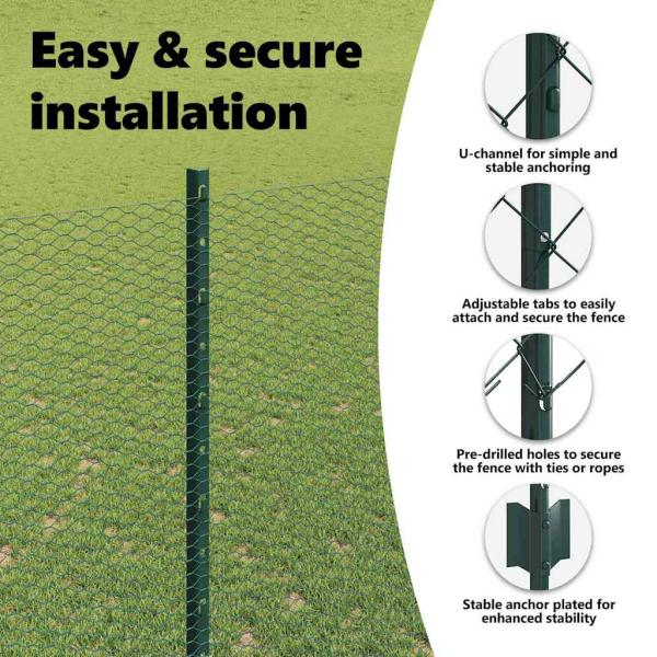 Zaun mit Pfosten Grün 1,6 x 50 m Stahl und PVC