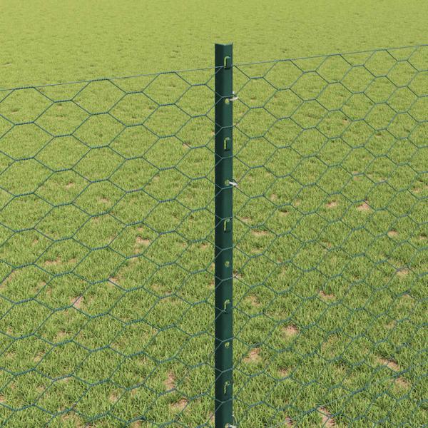 Zaun mit Pfosten Grün 1,4 x 100 m Stahl und PVC