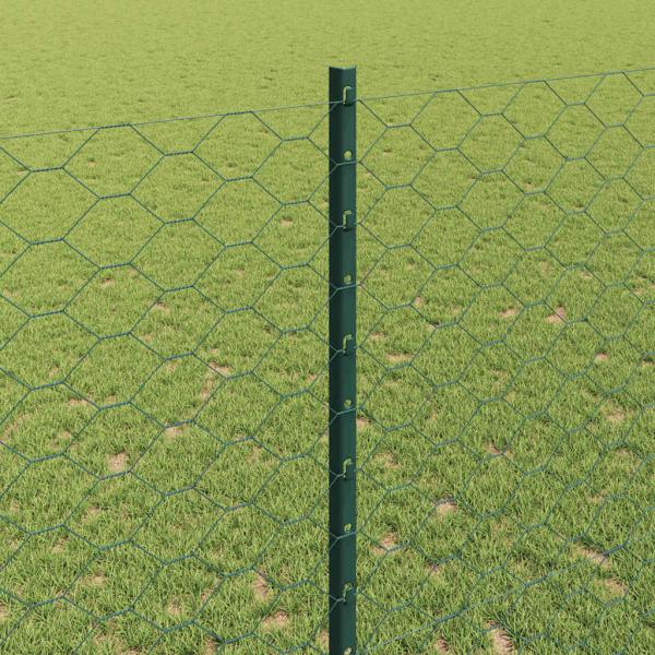 Zaun mit Pfosten Grün 1,4 x 100 m Stahl und PVC