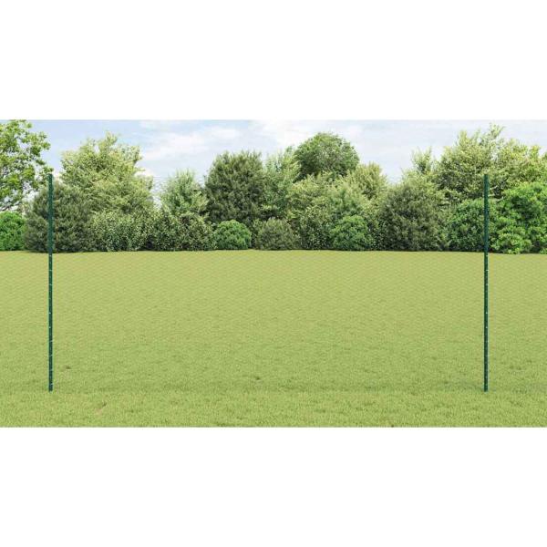 Zaun mit Pfosten Grün 1,6 x 100 m Stahl und PVC