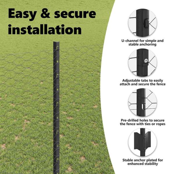 Zaun mit Pfosten Grau 1,6 x 10 m Stahl und PVC