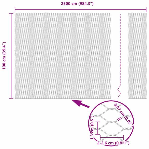 Zaun mit Pfosten Grau 1 x 25 m Stahl