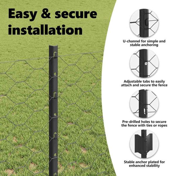 Zaun mit Pfosten Grau 1 x 25 m Stahl
