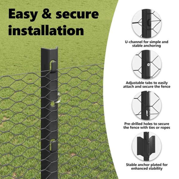 Zaun mit Pfosten Grau 1,2 x 25 m Stahl
