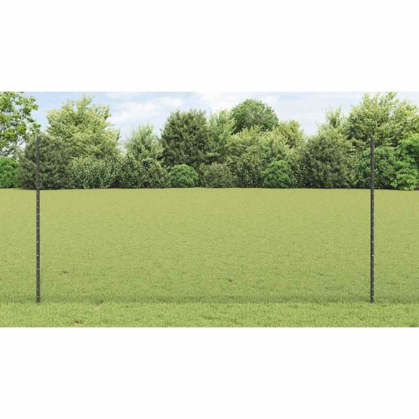 Zaun mit Pfosten Grau 1,2 x 25 m Stahl