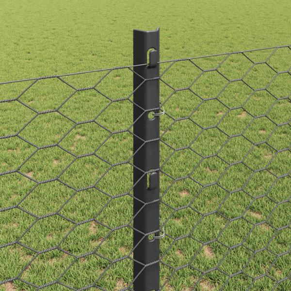 Sechseckzaun mit Pfosten 25 x 1,2 m PVC-beschichteter Stahl