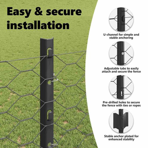 Sechseckiger Zaun mit Pfosten 25 x 1,2 m Grau Netz