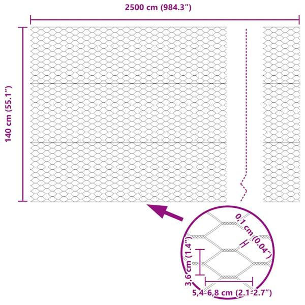 Zaun mit Pfosten Grau 1,4 x 25 m Stahl