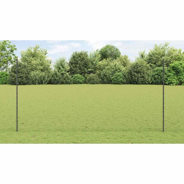 Zaun mit Pfosten Grau 1.6 x 25 m Stahl und PVC