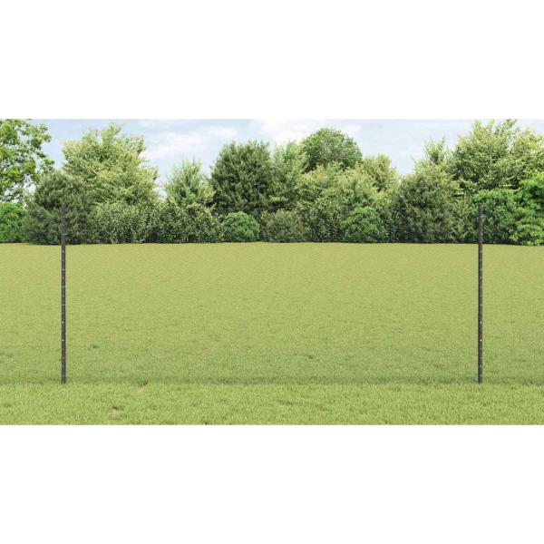 Zaun mit Pfosten Grau 1 x 50 m Stahl und PVC