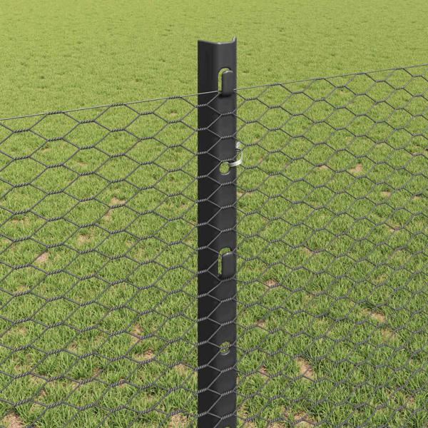 Zaun mit Pfosten Grau 1,2 x 100 m Stahl und PVC