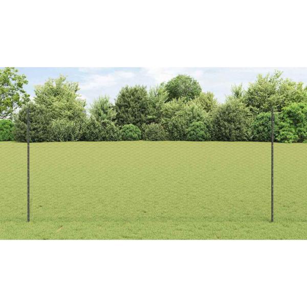 Zaun mit Pfosten Grau 1,4 x 100 m Stahl und PVC