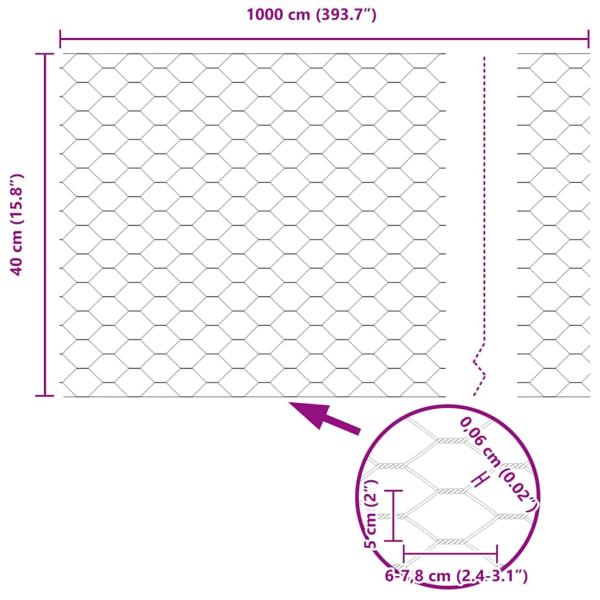 Zaun mit Pfosten Silber 0,4 x 10 m Stahl