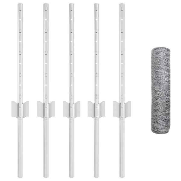 Zaun mit Pfosten Silber 0,4 x 10 m Stahl