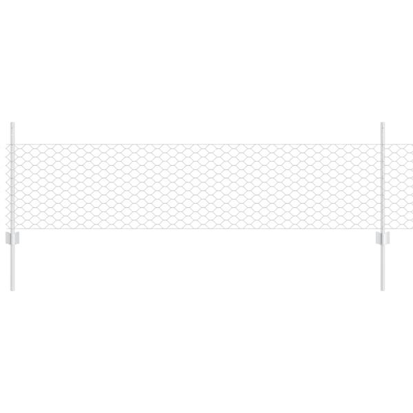 Sechseckzaun mit Pfosten 10 x 0,5 m Verzinkter Stahl Silber