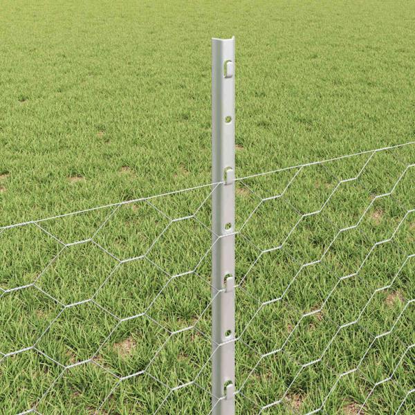 Sechseckzaun mit Pfosten 10 x 0,5 m Verzinkter Stahl Silber
