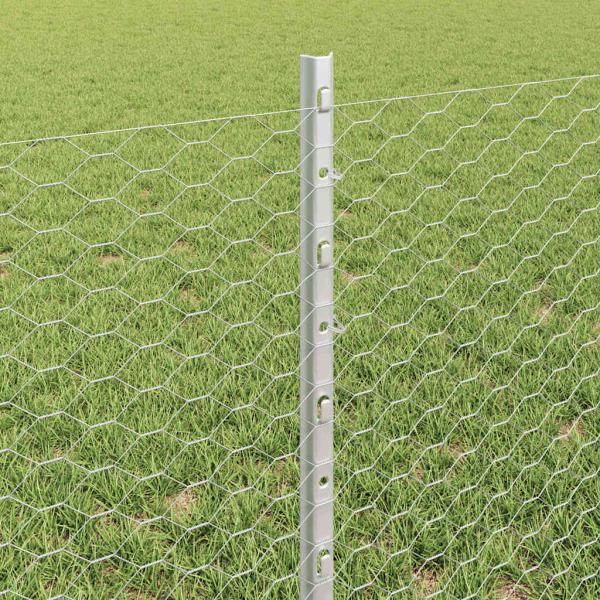 Sechseckzaun mit Pfosten 10 x 0,6 m Verzinkter Stahl Silber