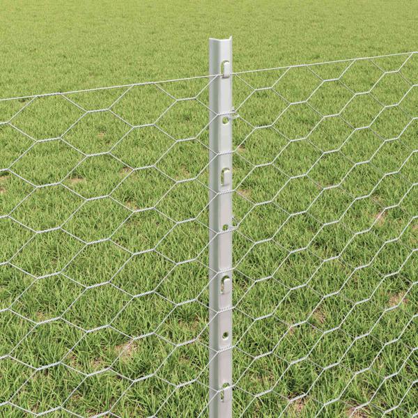 Zaun mit Pfosten Silber 0,6 x 10 m Stahl