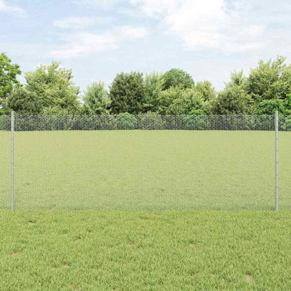 ARDEBO.de - Sechseckzaun mit Pfosten 10 x 0,8 m Verzinkter Stahl Silber