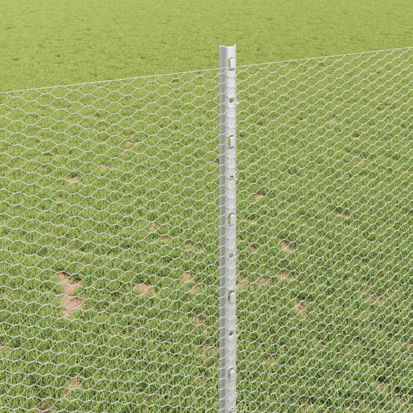 Sechseckzaun mit Pfosten 10 x 1 m Verzinkter Stahl Silber Netz
