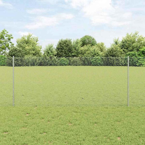 ARDEBO.de - Sechseckzaun mit Pfosten 10 x 1 m Verzinkter Stahl Silber Netz