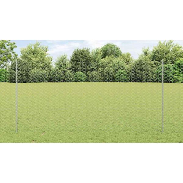 Zaun mit Pfosten Silber 1,2 x 10 m Stahl