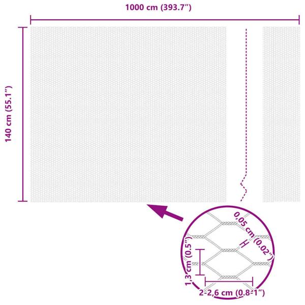 Sechseckiger Zaun mit Pfosten 10 x 1,4 m Verzinkter Stahl Netz