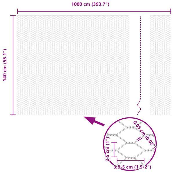 Zaun mit Pfosten Silber 1,4 x 10 m Stahl