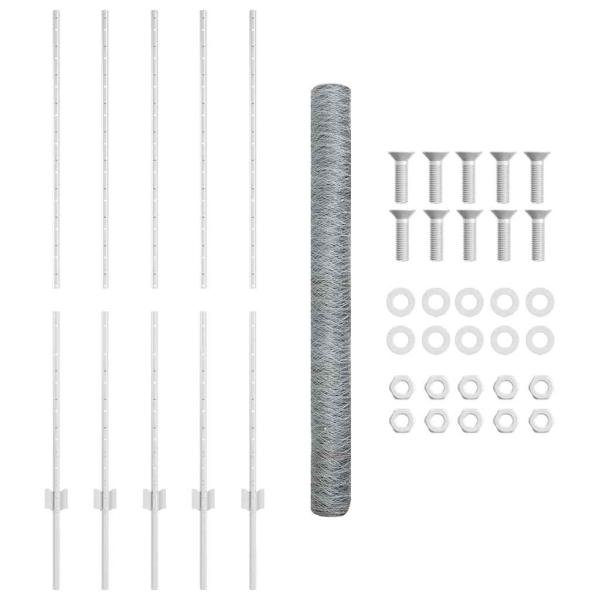 Zaun mit Pfosten Silber 1,4 x 10 m Stahl