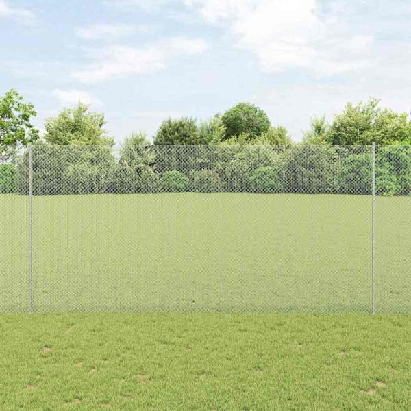ARDEBO.de - Zaun mit Pfosten Silber 1,5 x 10 m Stahl