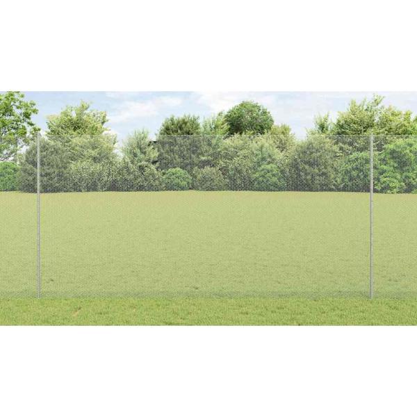 Zaun mit Pfosten Silber 1,5 x 10 m Stahl