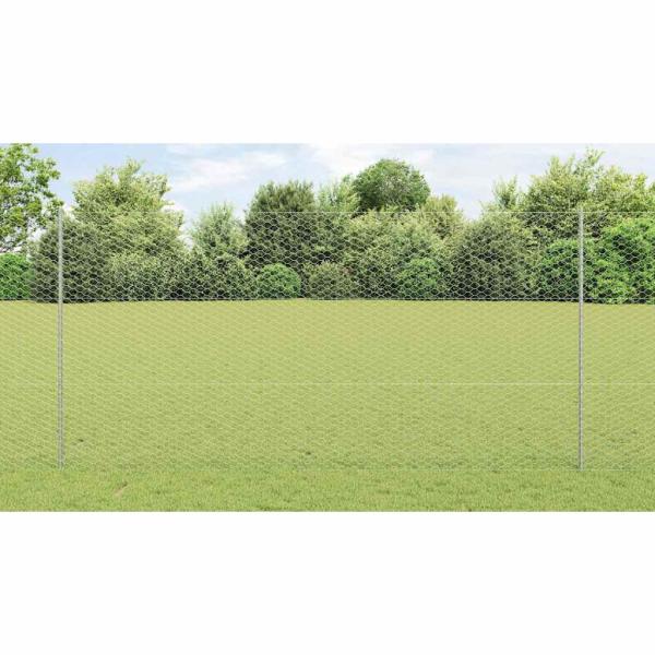 Zaun mit Pfosten Silber 1,5 x 10 m Stahl