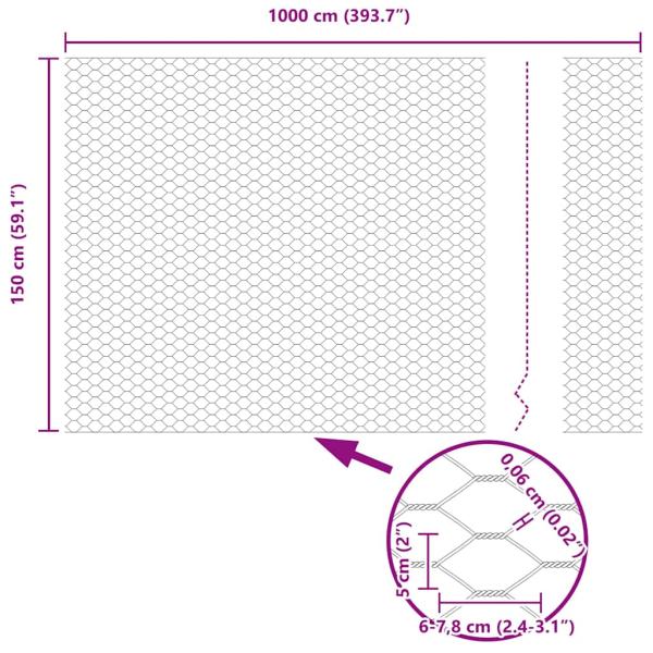 Zaun mit Pfosten Silber 1,5 x 10 m Stahl