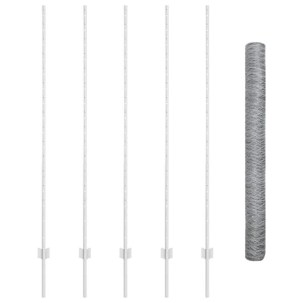 Zaun mit Pfosten Silber 1,6 x 10 m Stahl