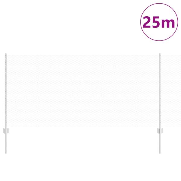 Sechseckzaun mit Pfosten 25 x 1 m Verzinkter Stahl Silber Netz