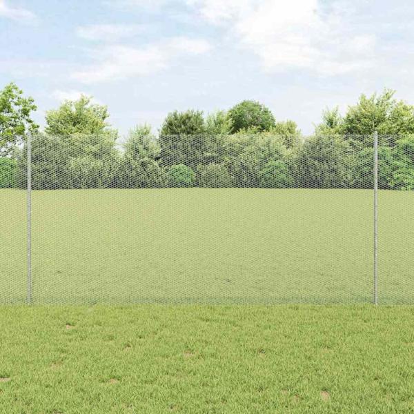 ARDEBO.de - Zaun mit Pfosten Silber 1,2 x 25 m Stahl