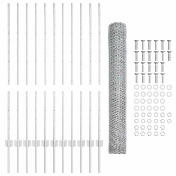 Sechseckzaun mit Pfosten 25 x 1,2 m Verzinkter Stahl Silber