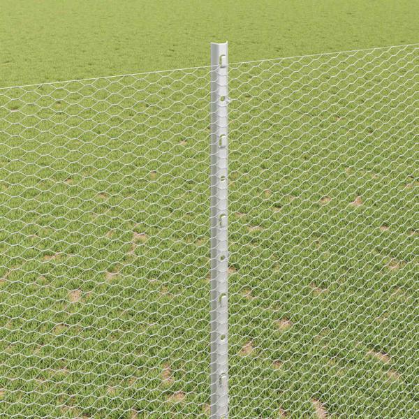 Sechseckzaun mit Pfosten 25 x 1,4 m Verzinkter Stahl Silber