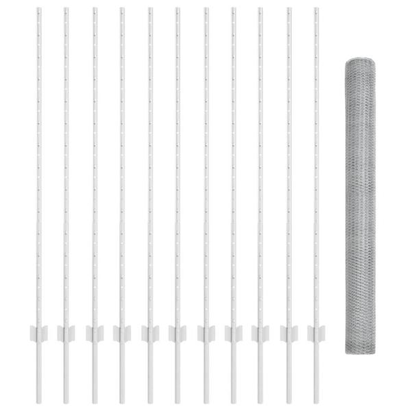Sechseckzaun mit Pfosten 25 x 1,4 m Verzinkter Stahl Silber